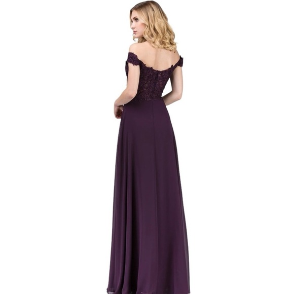 Dancing Queen Purple Off-Shoulder Prom Dress - Picture 10 of 10
